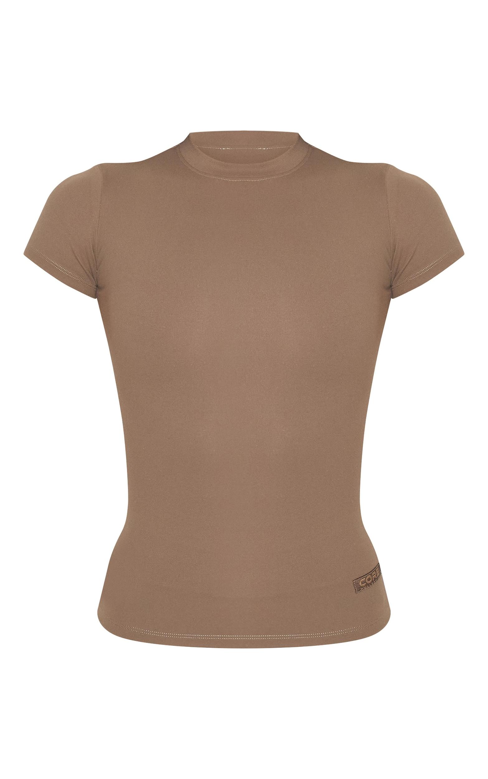 Tall Mocha Core Collection Tab Snatched Sculpt Short Sleeve T Shirt Product Image