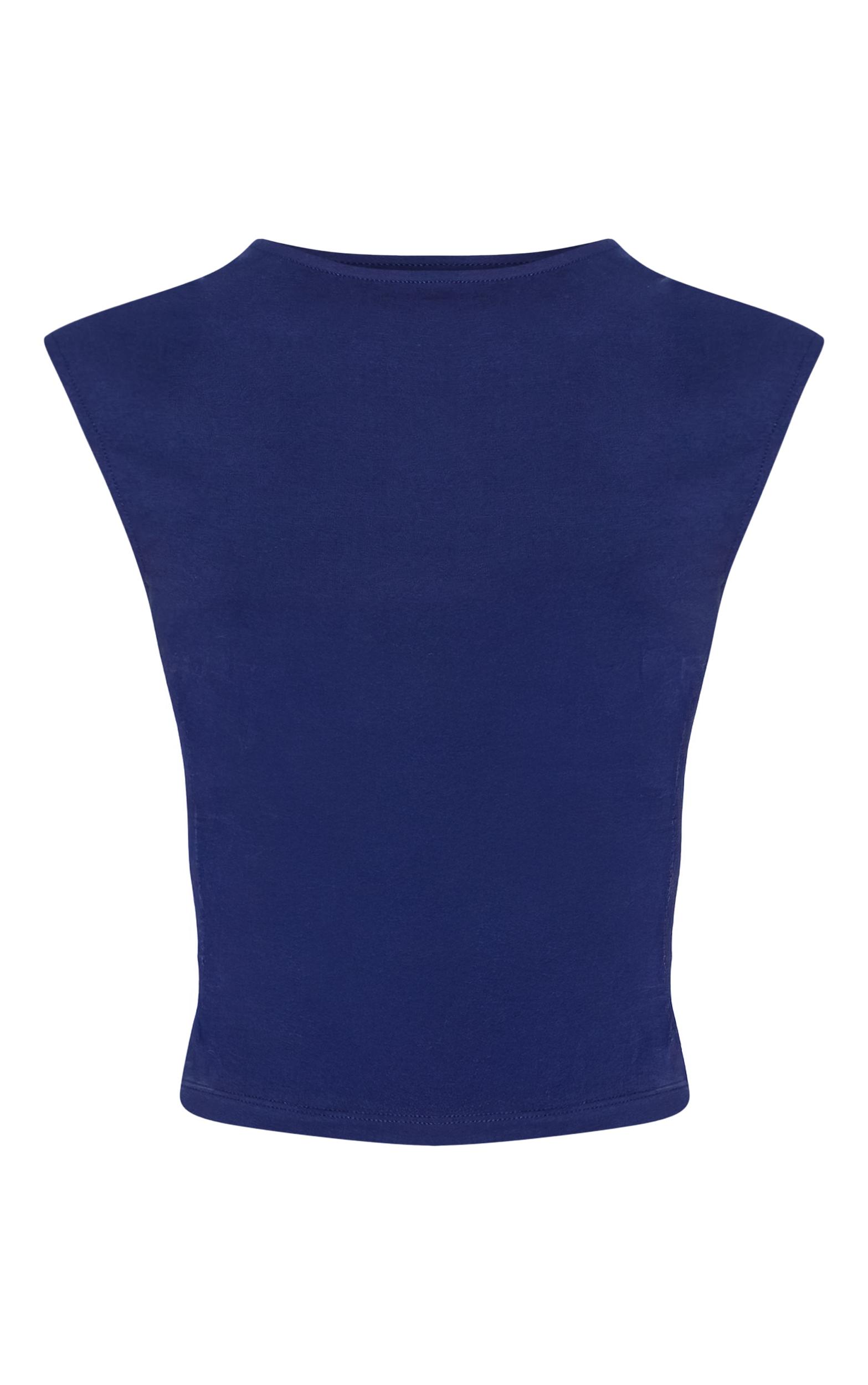 Tall Indigo Soft Cotton Ruched Side Sleeveless Top Product Image