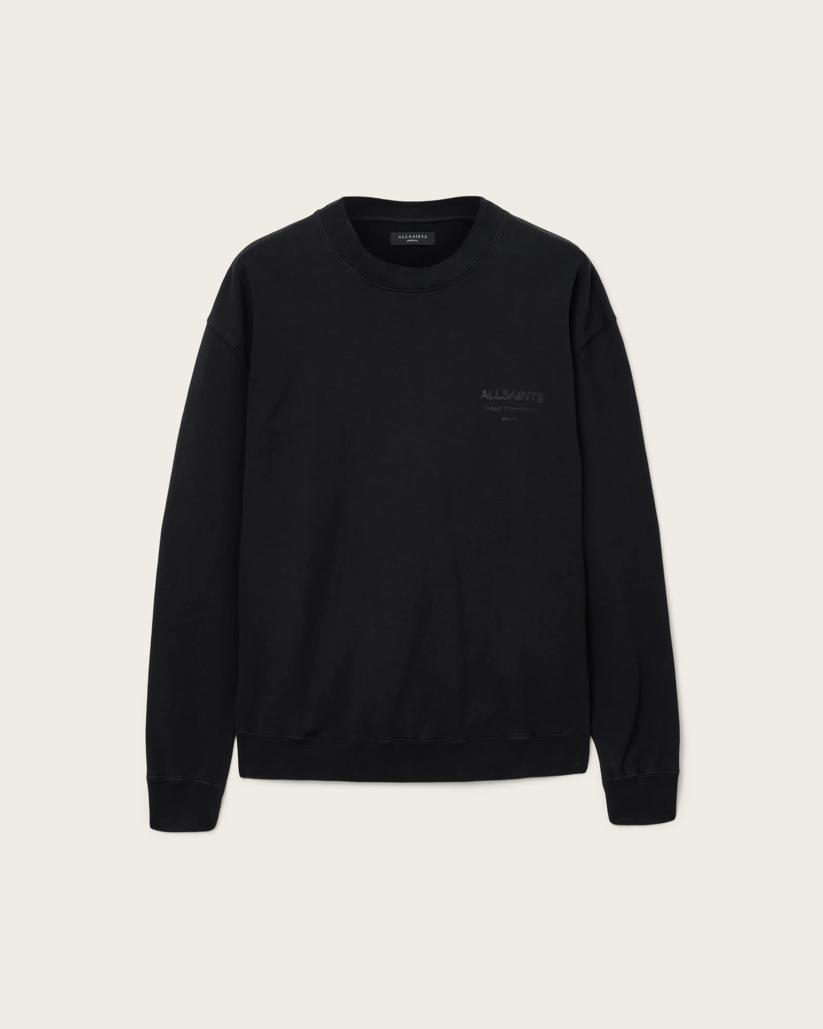 Xander Crew Neck Sweatshirt Jet Black | ALLSAINTS US Product Image
