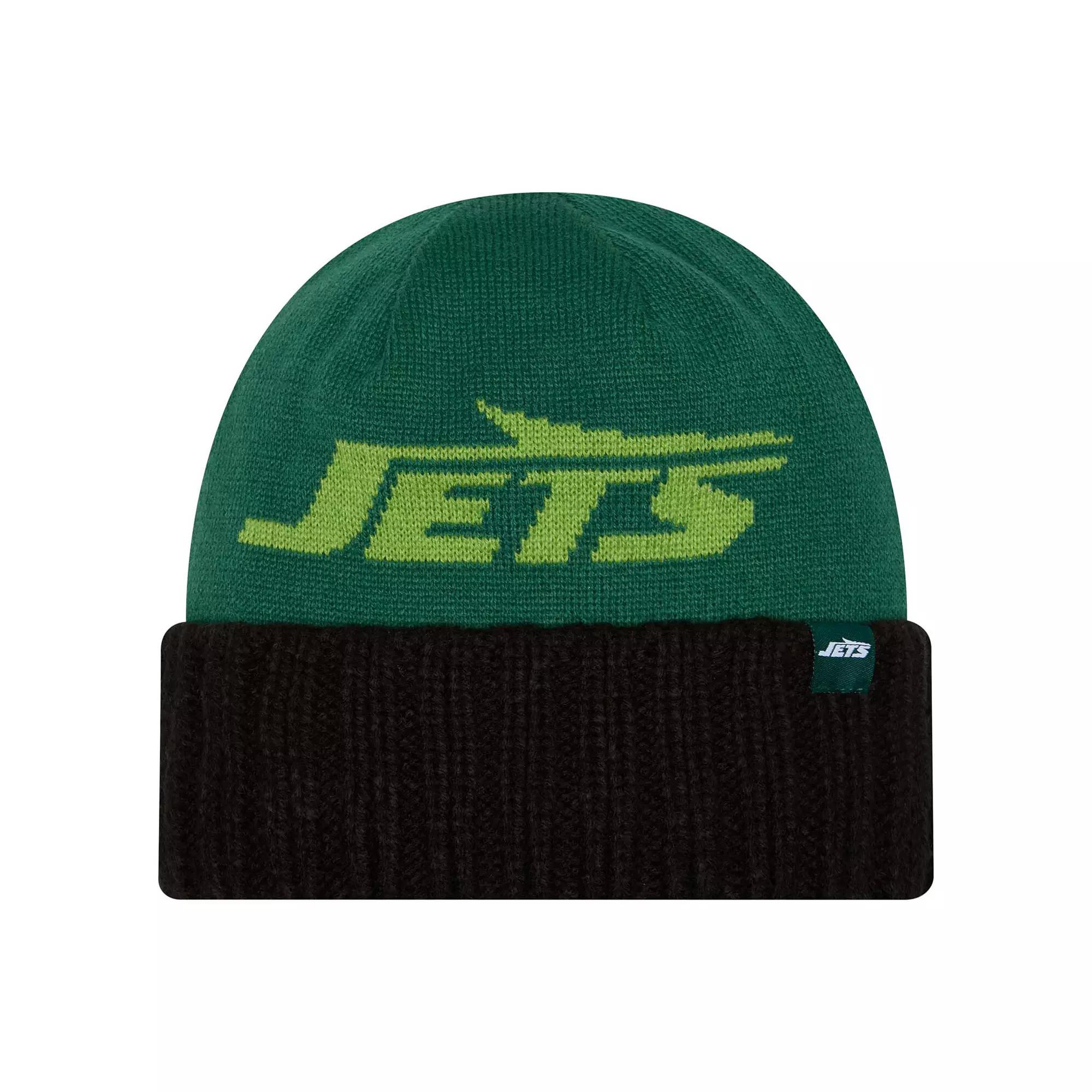Men's New Era Green New York Jets Oversize Cuffed Knit Hat Product Image