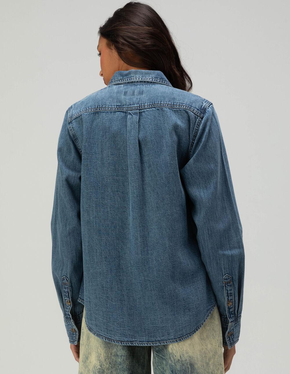 GUESS JEANS Long Sleeve Denim Button Up Womens Shirt - DENIM Product Image