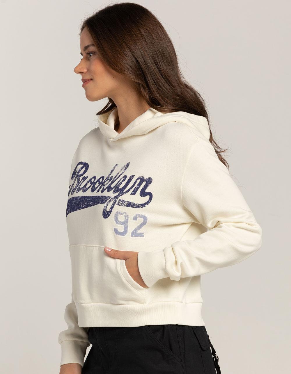 FULL TILT Brooklyn Crop Womens Hoodie - CREAM Product Image