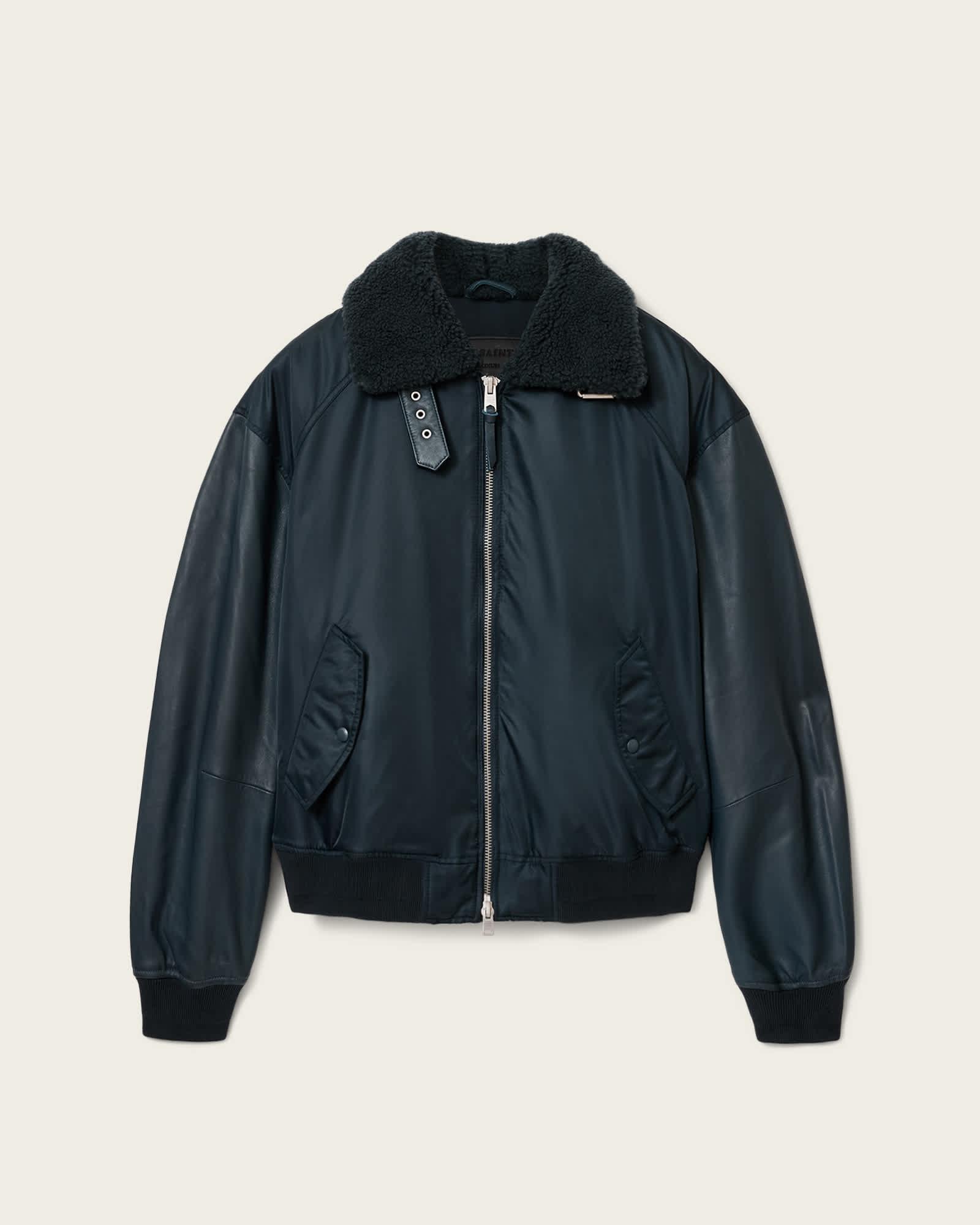 Elton Aviator Jacket SLATE BLUE | ALLSAINTS US Product Image