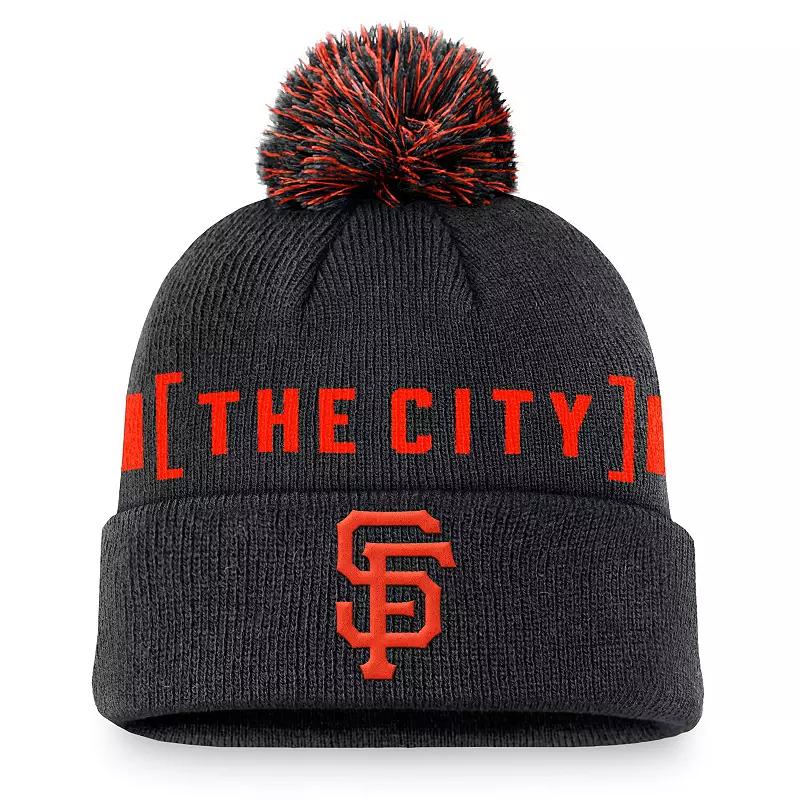 Men's Nike Navy Boston Red Sox Hometown Peak Cuffed Knit Hat with Pom, Blue Product Image