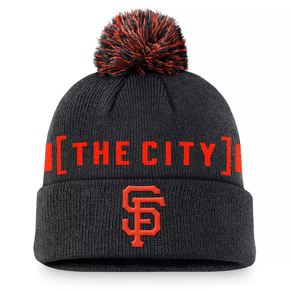 Men's Nike Navy Boston Red Sox Hometown Peak Cuffed Knit Hat with Pom, Blue Product Image