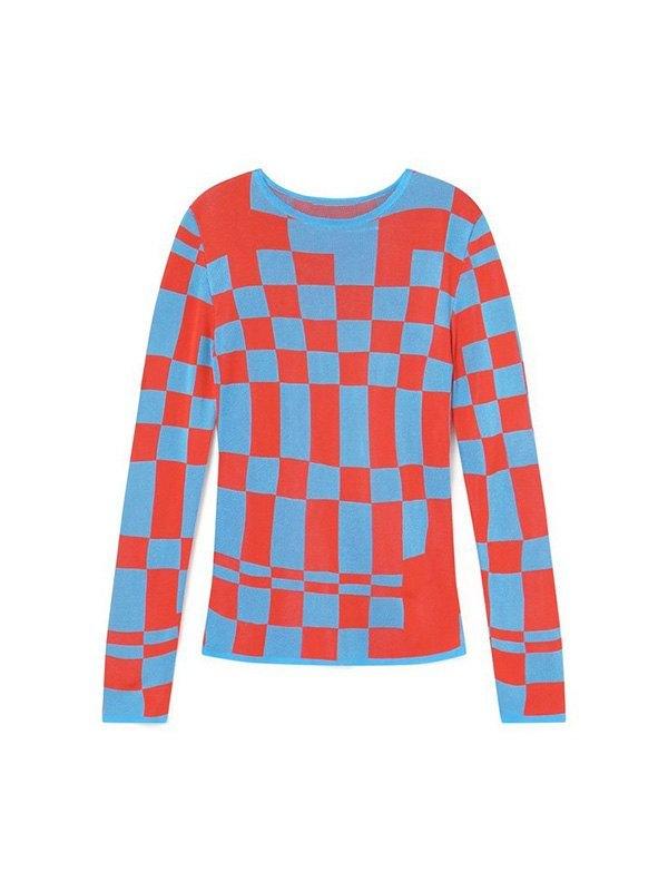 Checkered Print Jumper Sweater Product Image