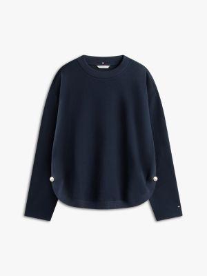 Gold-Button Interlock Sweatshirt Product Image