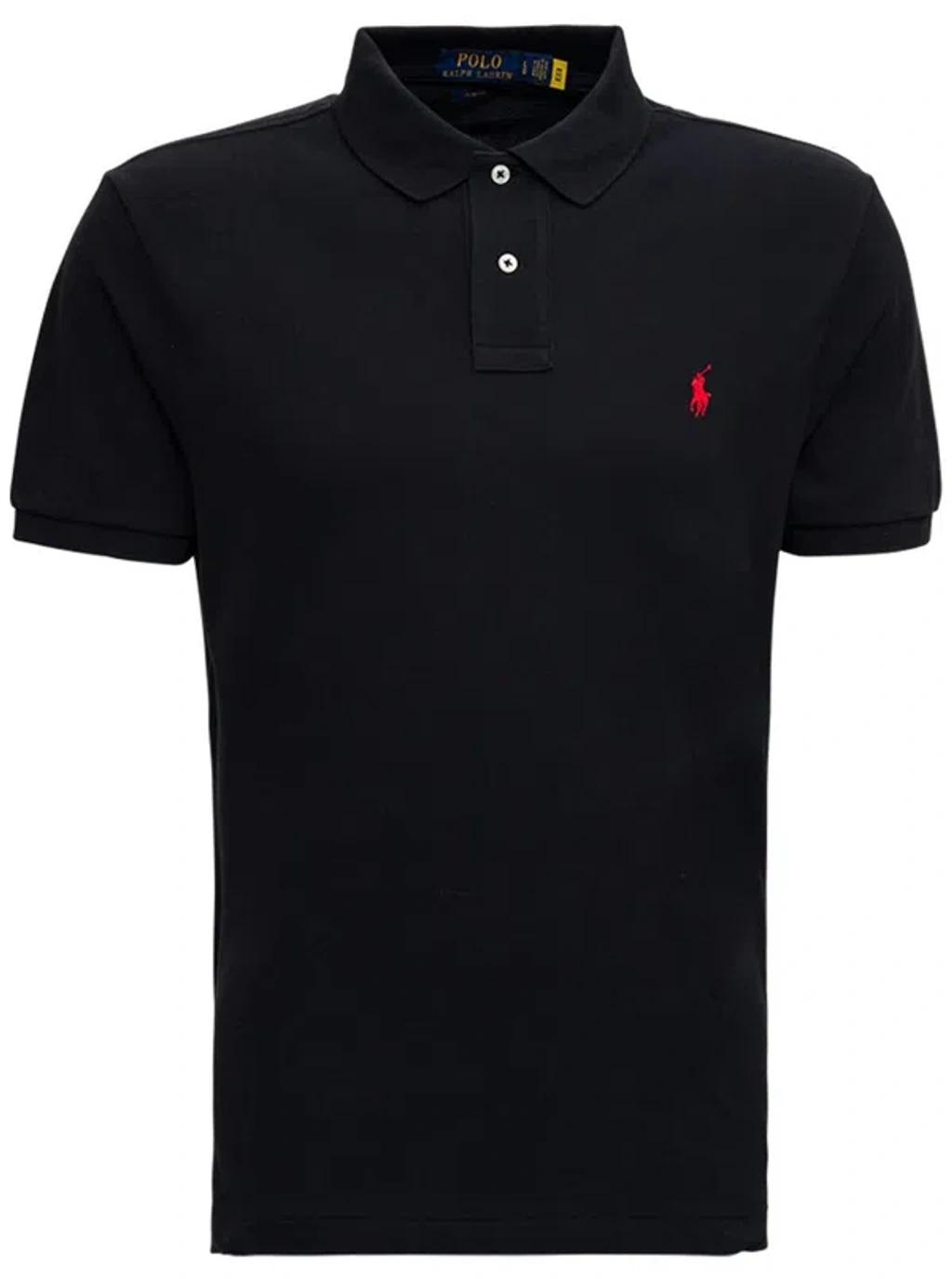 POLO RALPH LAUREN Black Polo Shirt With Classic Collar And Pony Embroidery On The Front In Cotton Man Product Image
