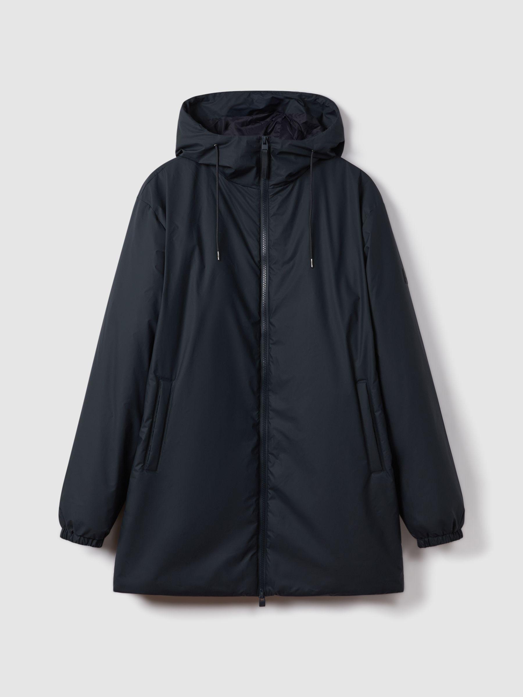Rains Waterproof Long Jacket in Navy Product Image