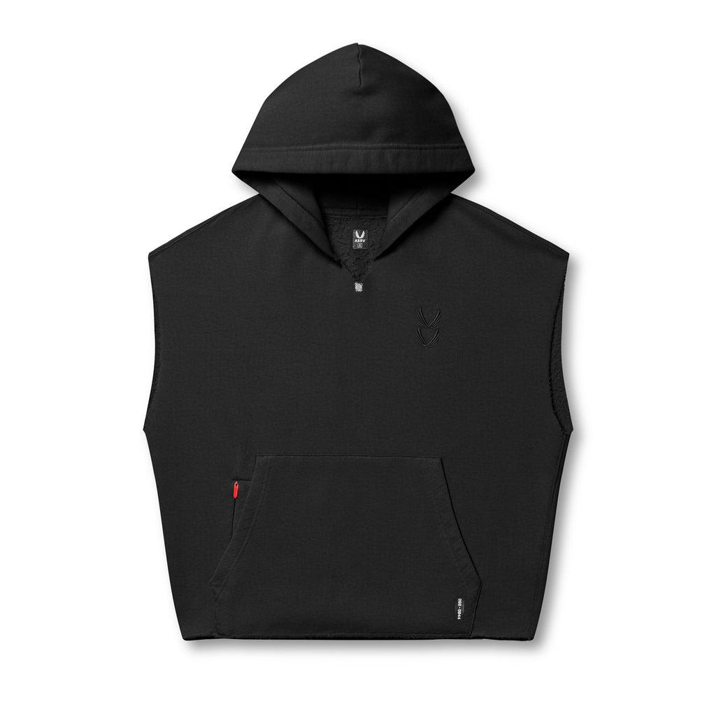 0844. Tech Essential™ Raw Hem Cutoff Hoodie - Black Product Image