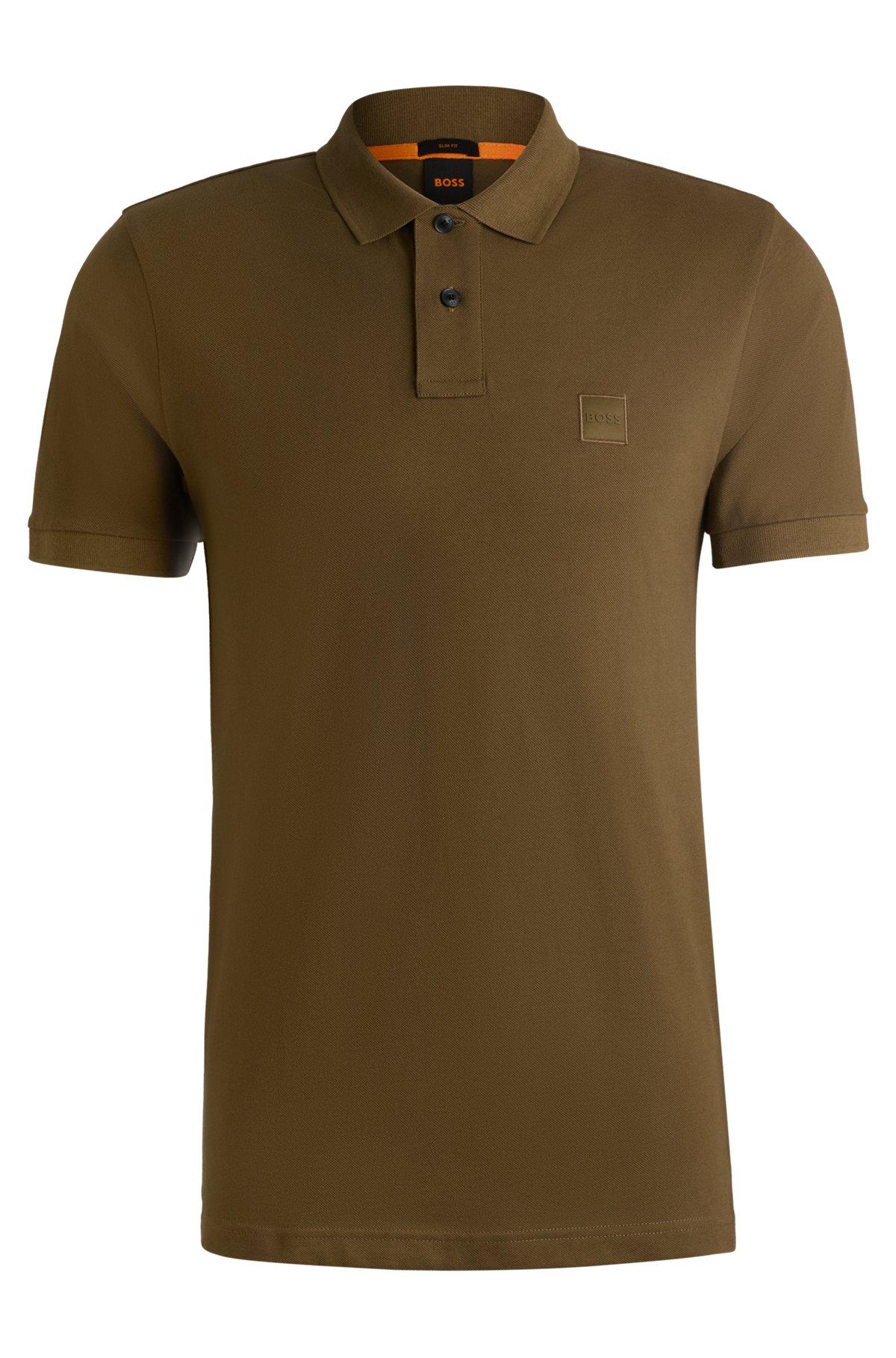 Extra-slim-fit stretch-cotton shirt with logo tape Product Image
