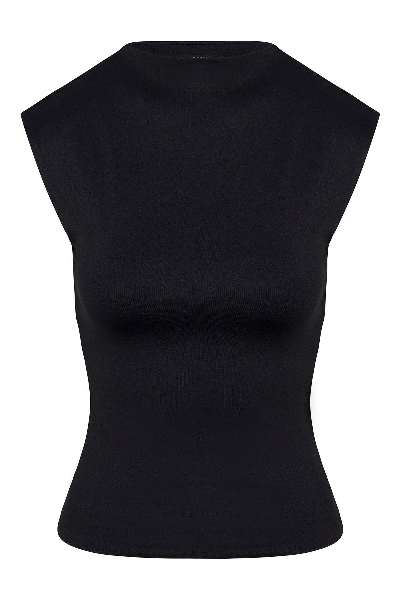 Contour Double Lined Mock Neck Top - Black Female Product Image