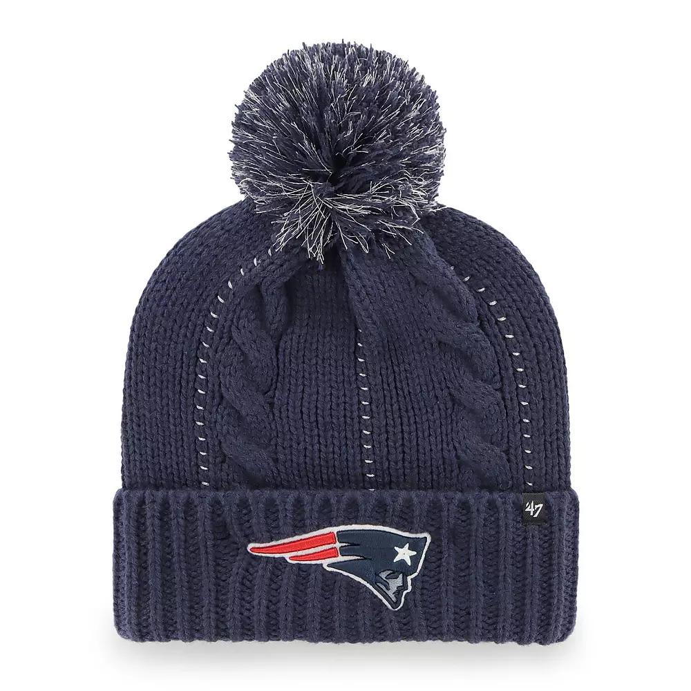 Women's '47 Navy New England Patriots Bauble Cuffed Knit Hat with Pom, Blue Product Image