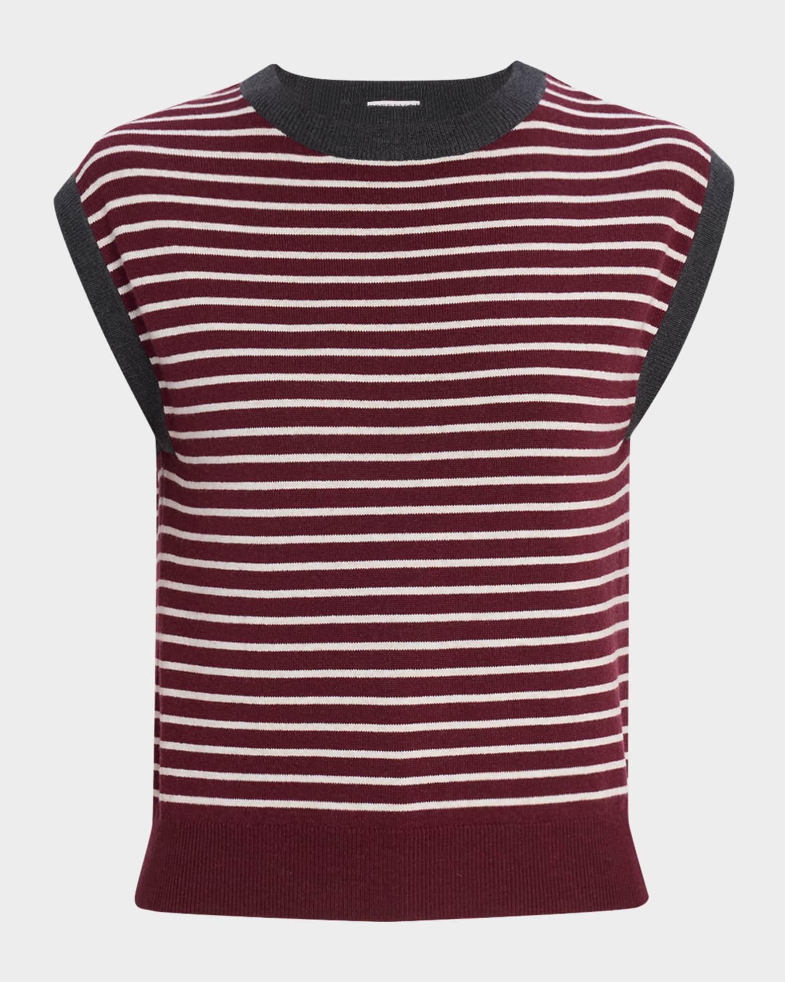 Striped Wool-Cashmere Knit Sleeveless Sweater Product Image