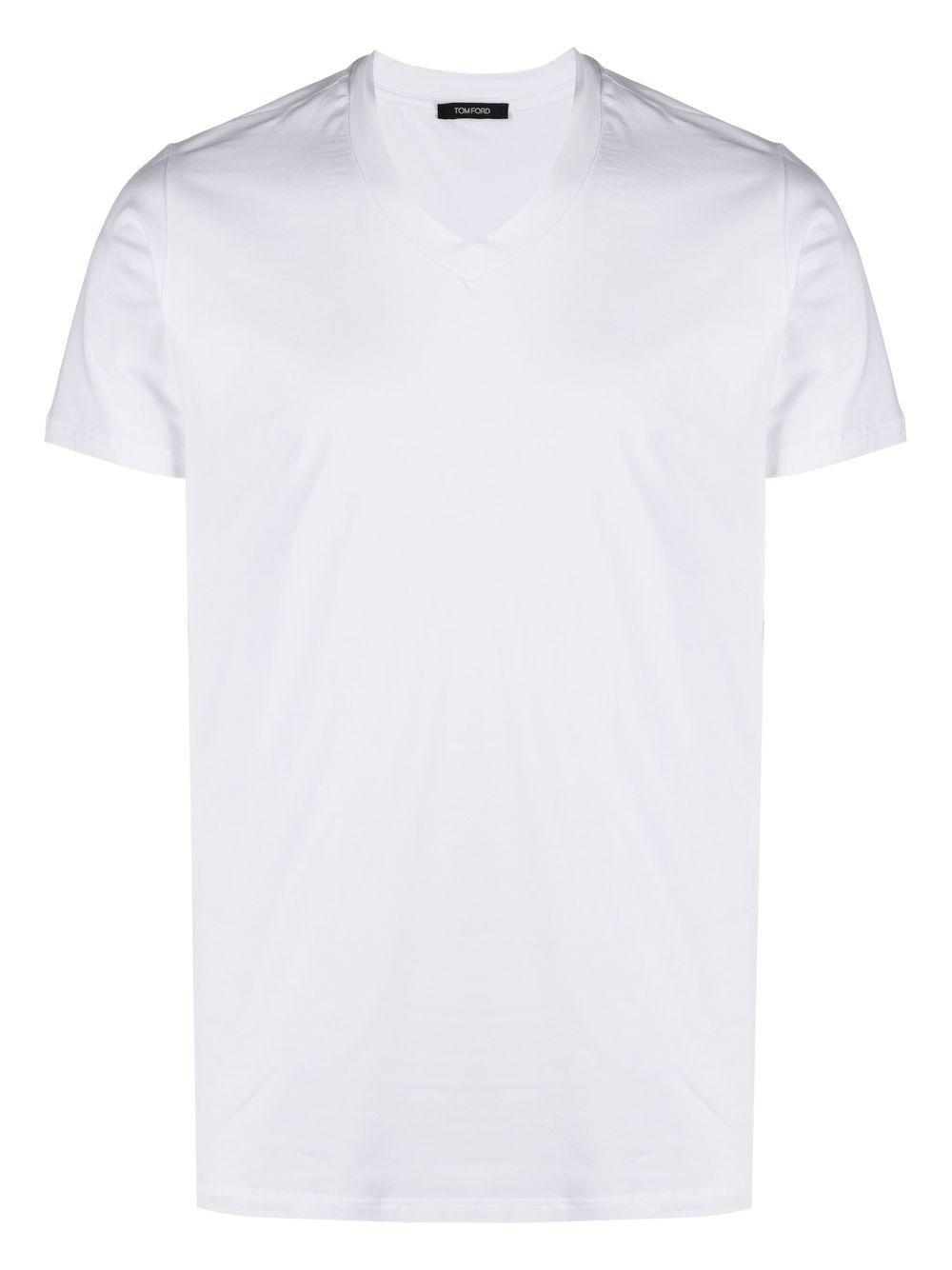 TOM FORD Placed Rib Slim-fit Lyocell And Cotton-blend T-shirt In Neutrals Product Image
