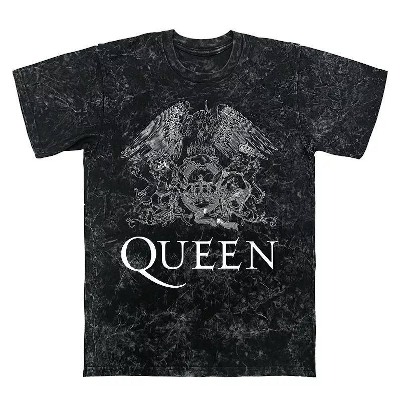 Men's Queen Crest Logo Mineral Wash Graphic Tee, Size: Large, Black Mineral Wash Product Image