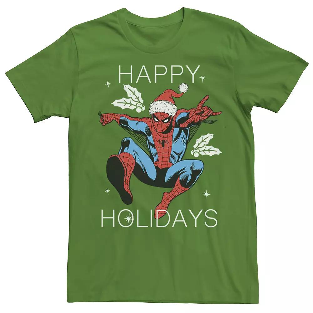 Men's Marvel Spider-Man Happy Holidays Jump Short Sleeve Tee,  Product Image