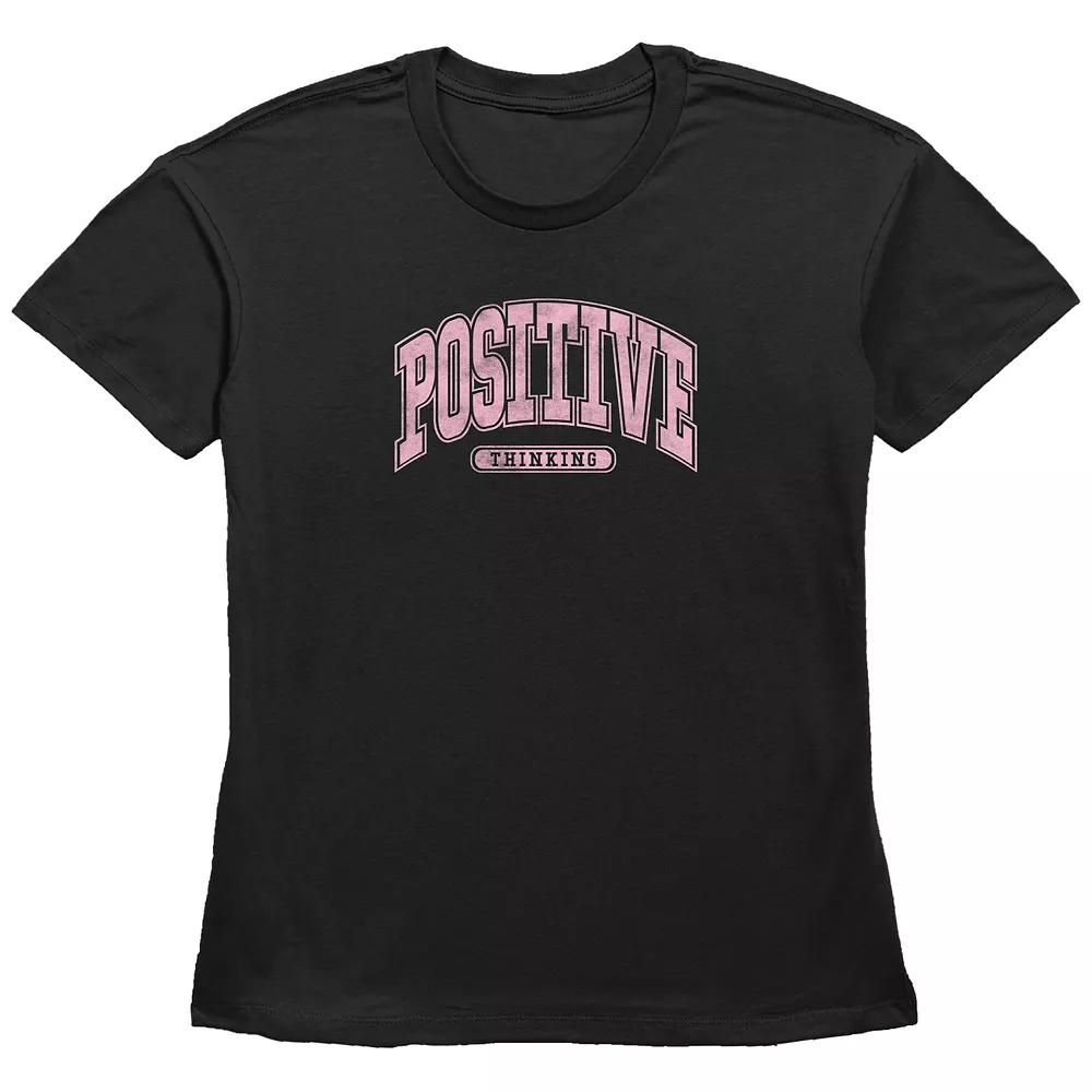 Women's Positive Thinking Basic Fit Graphic Tee, Girl's,  Product Image