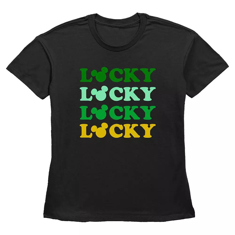 Disney's Mickey Mouse Lucky Word Stack Women's Graphic Tee, Size: XS, Black Product Image