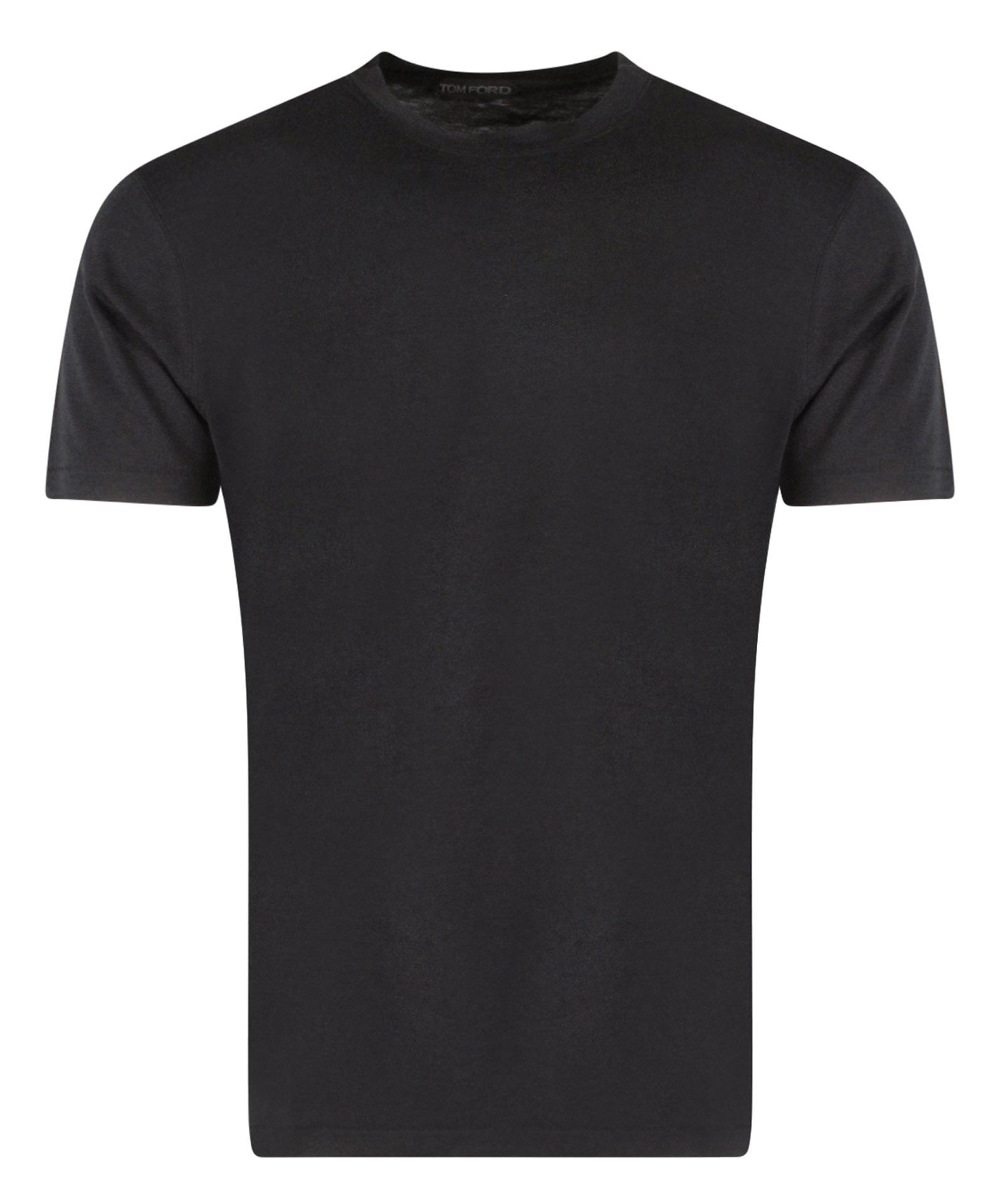 TOM FORD Black Basic Crewneck T-shirt With Tonal Stitching In Cotton Blend Man Product Image