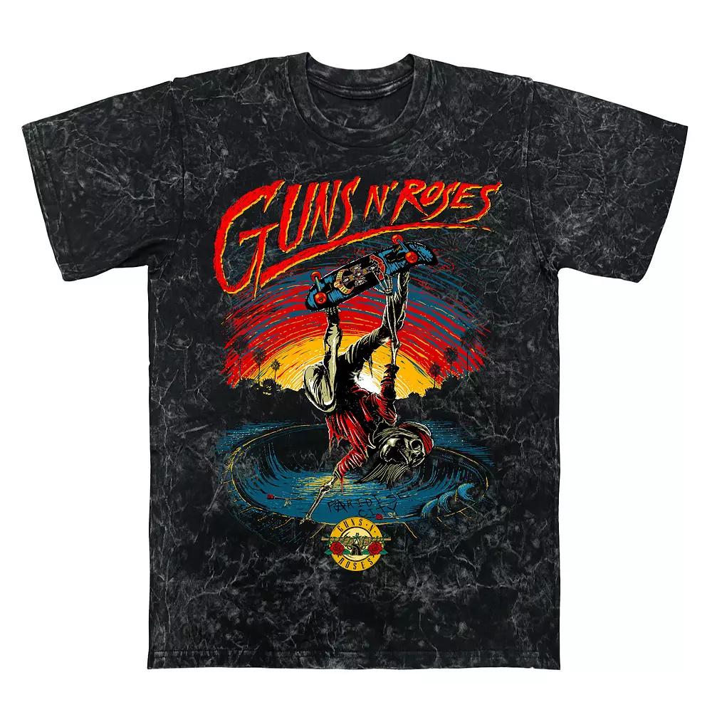 Men's Guns N' Roses Skate Skeleton Graphic Tee, Size: XXL, Black Mineral Wash Product Image