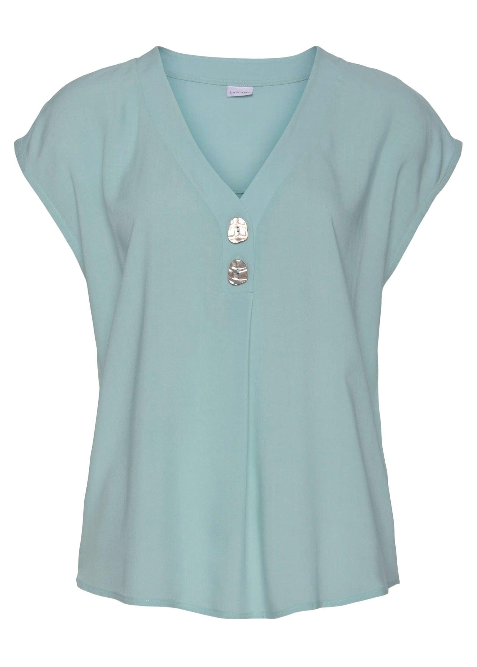 Button-Front Blouse - Light Blue Product Image