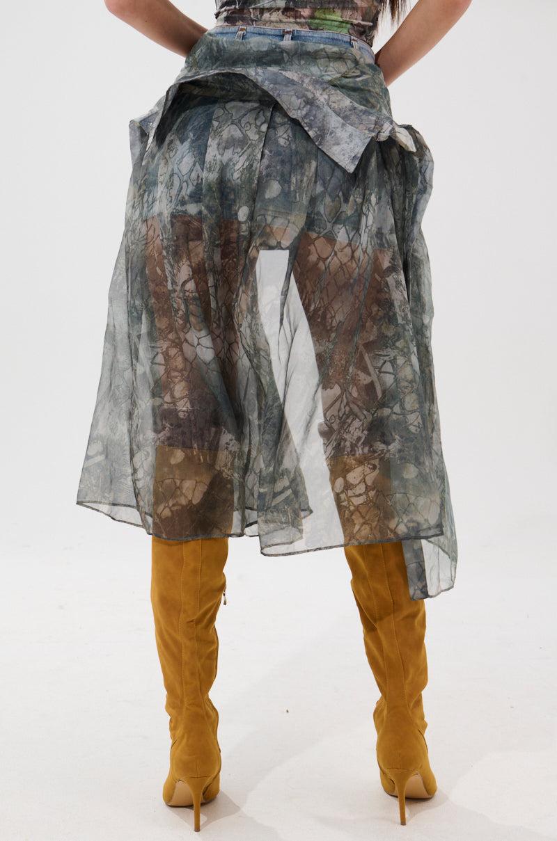 BRENDA DENIM MINI SKIRT WITH SIDE TIES Product Image