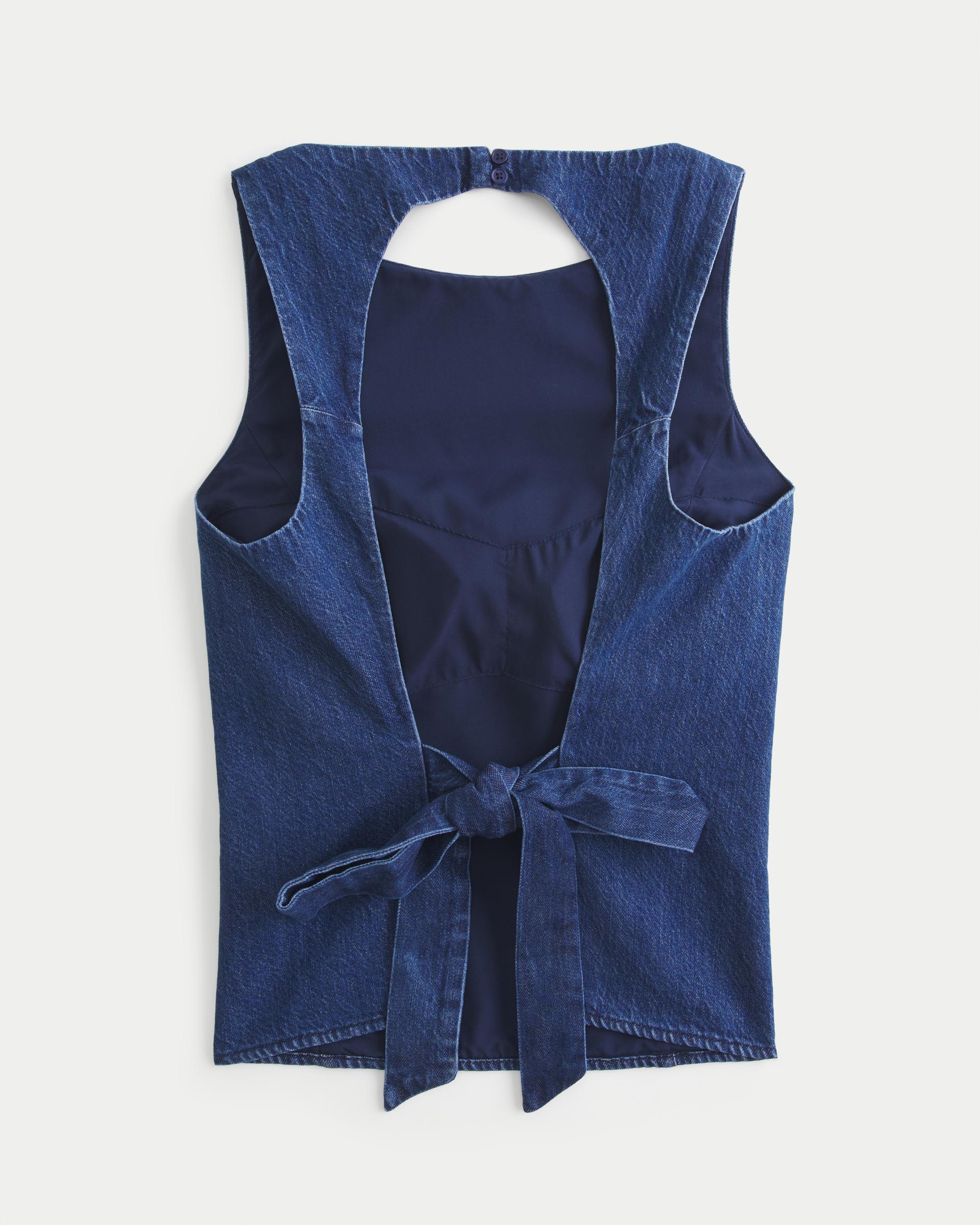 Denim Open-Back Top Product Image