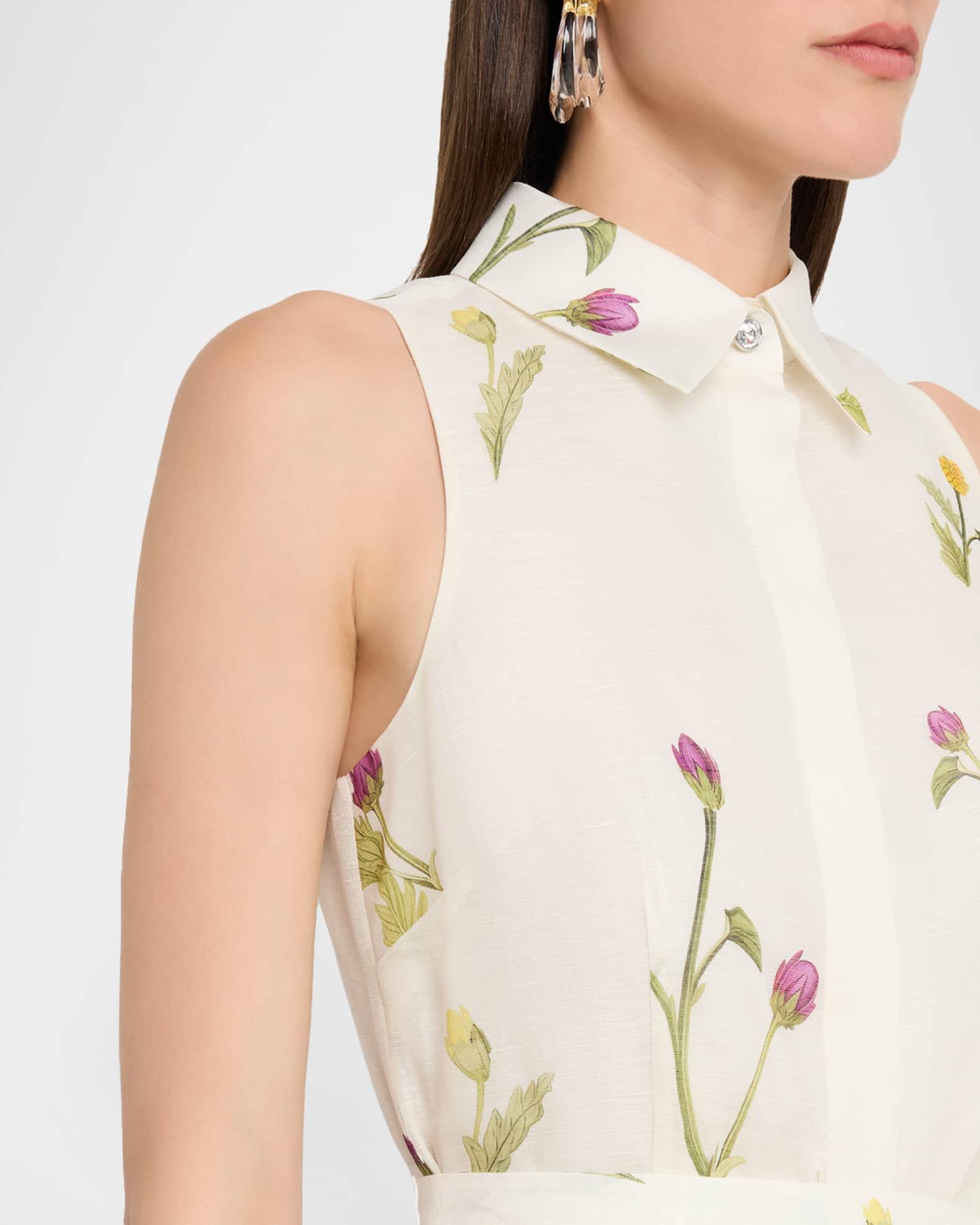 Sleeveless Floral-Print Midi Shirtdress Product Image