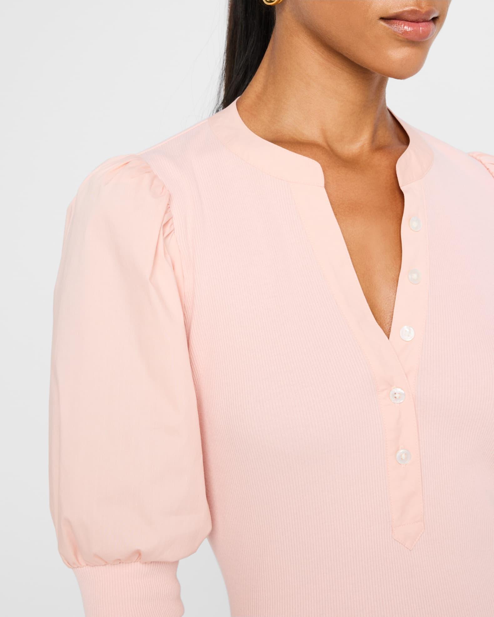 Coralee Puff Sleeve Button-Front Top Product Image