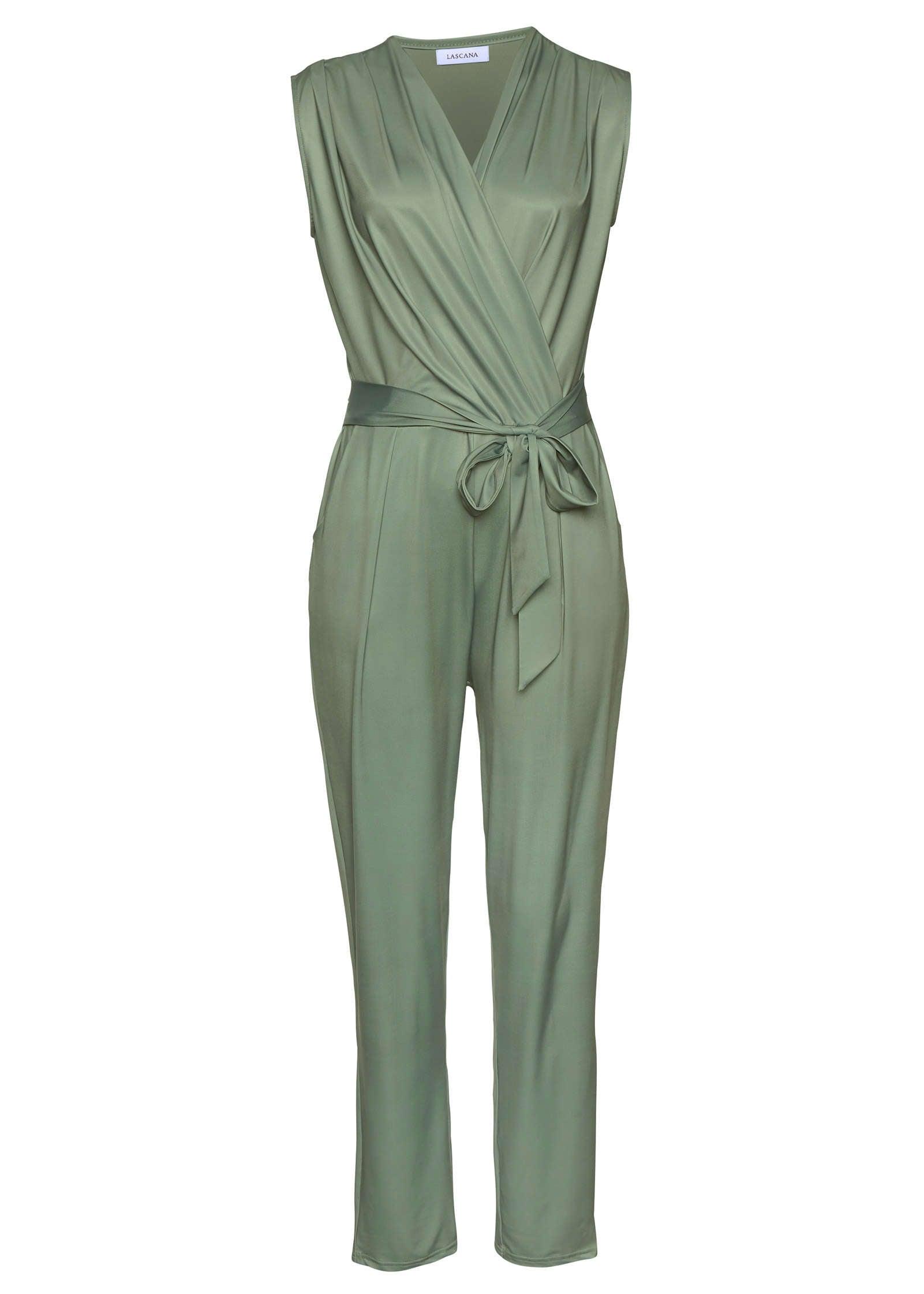 Sleeveless Tie Front Jumpsuit - Jade Product Image