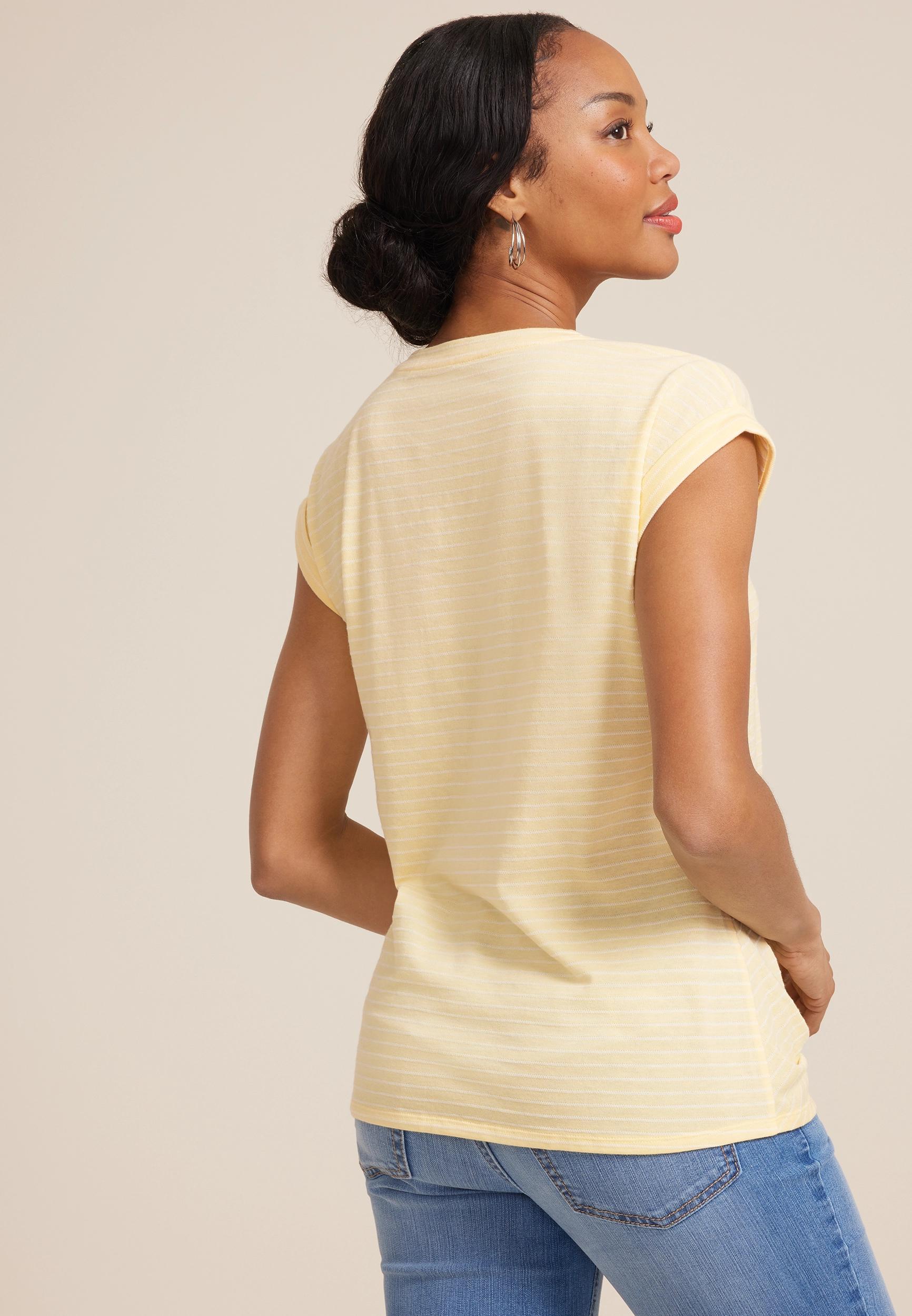 24/7 Austin Striped Knot Hem Short Sleeve Tee Product Image