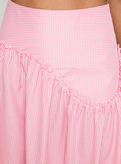 Apresia Maxi Skirt Pink Gingham Product Image