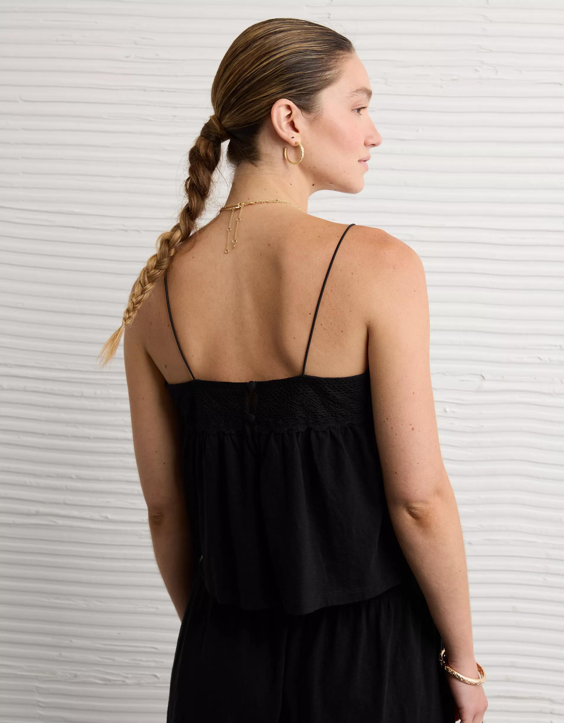 AE Sunchaser Knit Lace Trim Cami Product Image