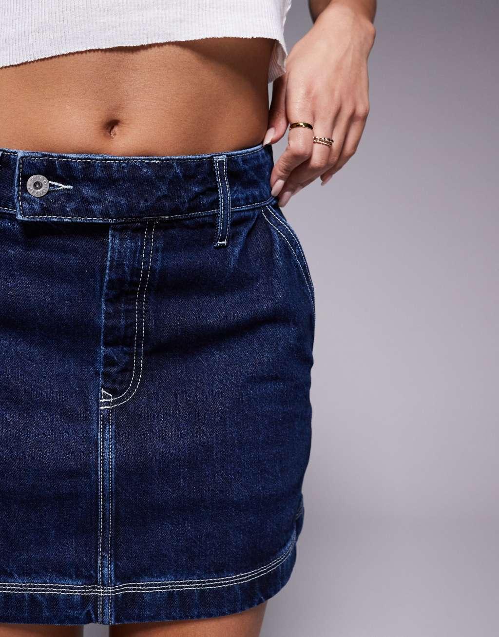 HUGO Blue Garalia denim skirt in dark blue Product Image