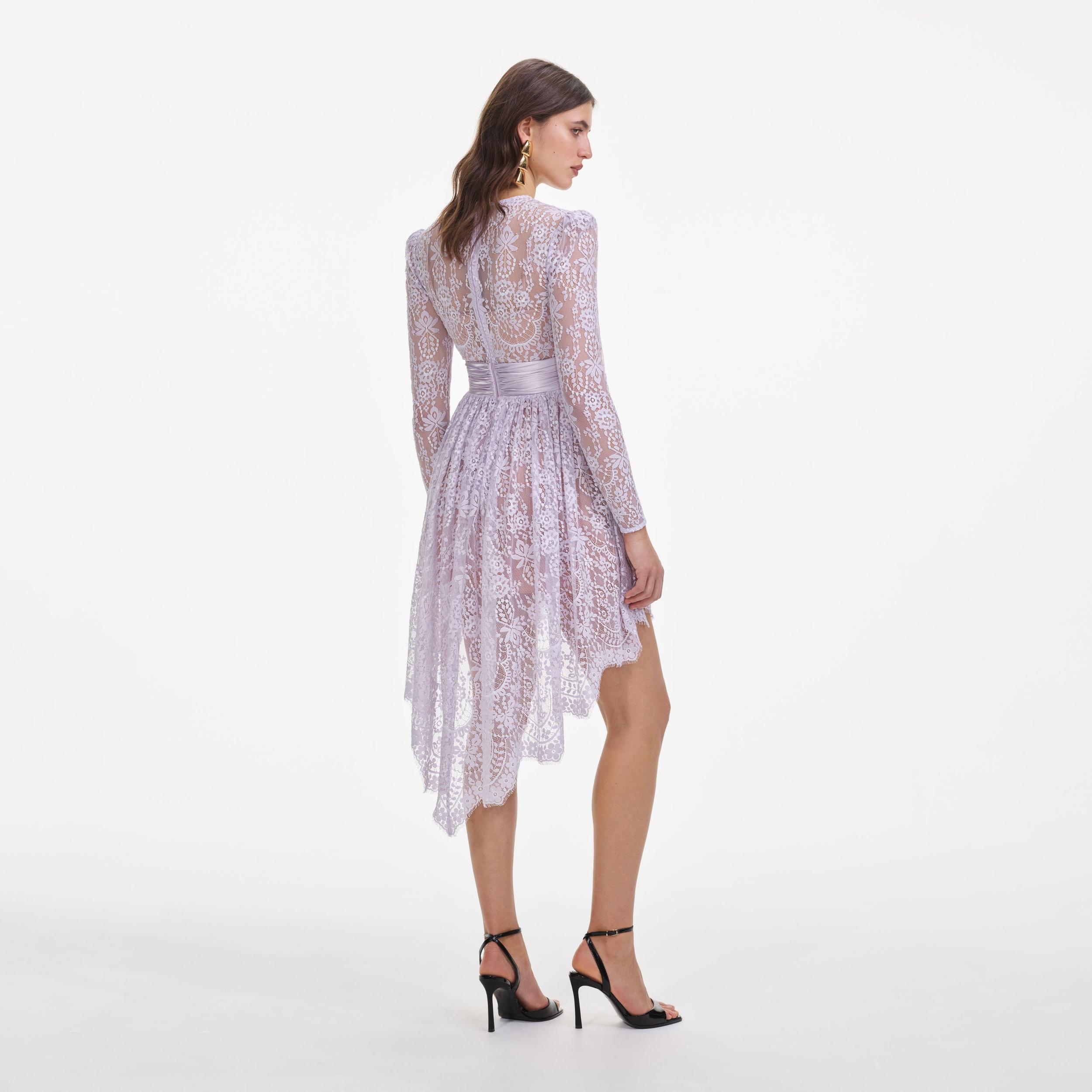 Lilac Lace Satin Mini Dress Product Image