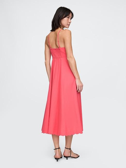 Linen-Blend Scalloped Midi Dress Product Image