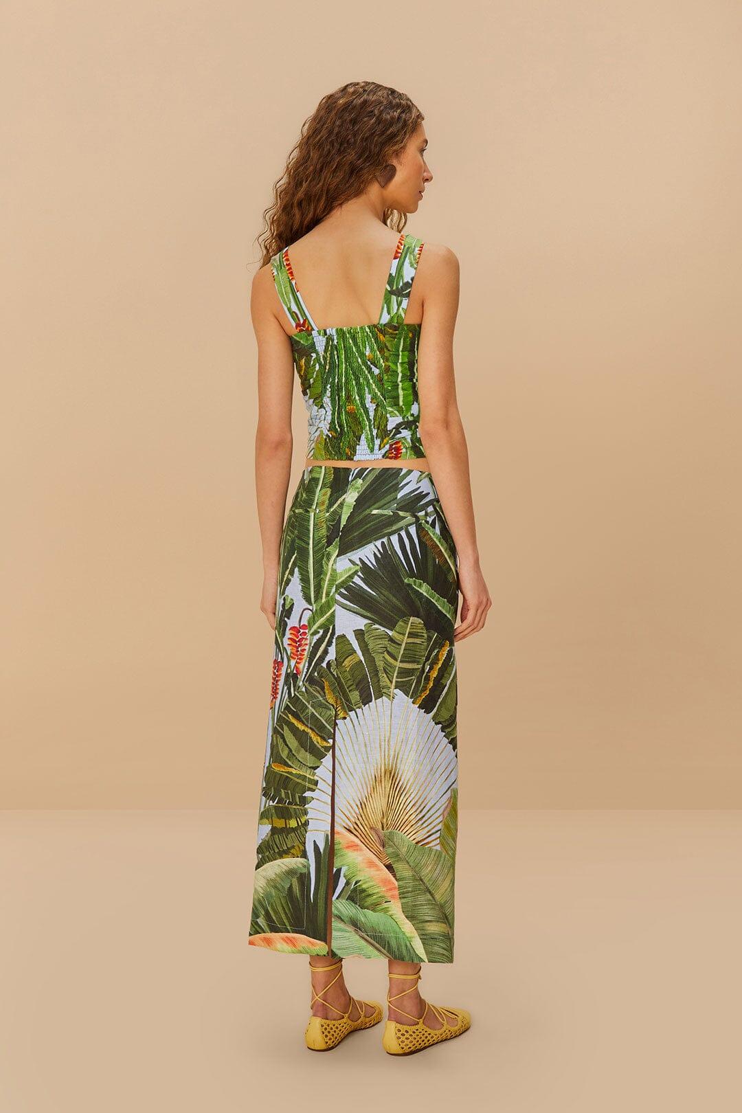 Blue Amazonia Forest Euroflax™ Premium Linen Maxi Skirt Product Image