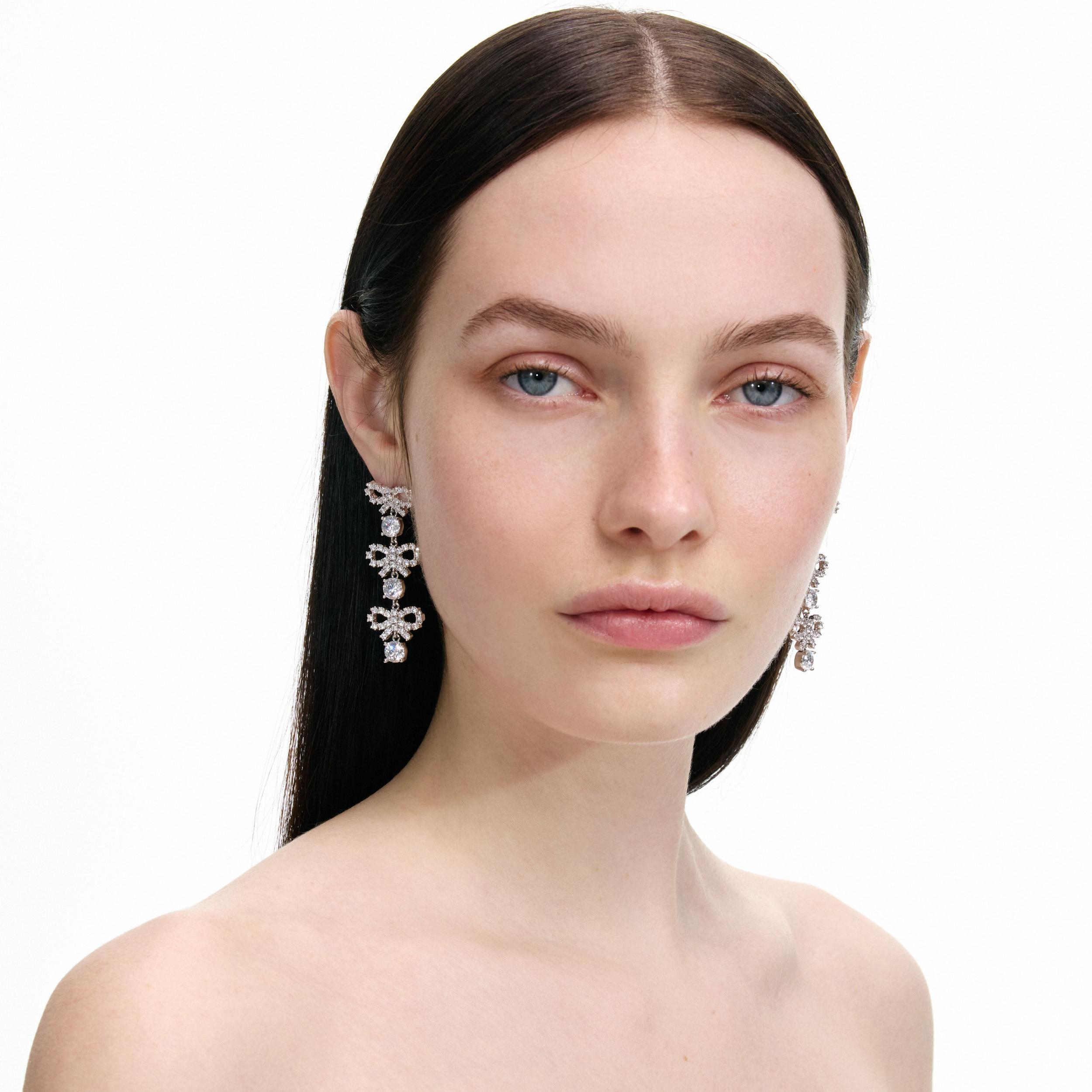 Micro Bow Crystal Tiered Earrings Product Image