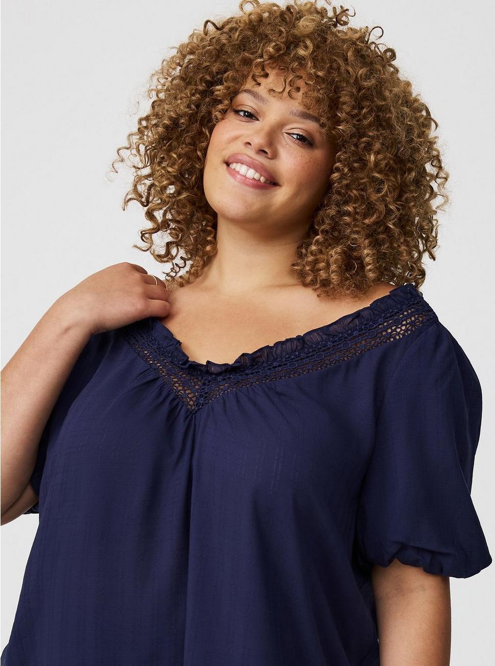 Crosshatch Dobby Lace-Trim Top Product Image