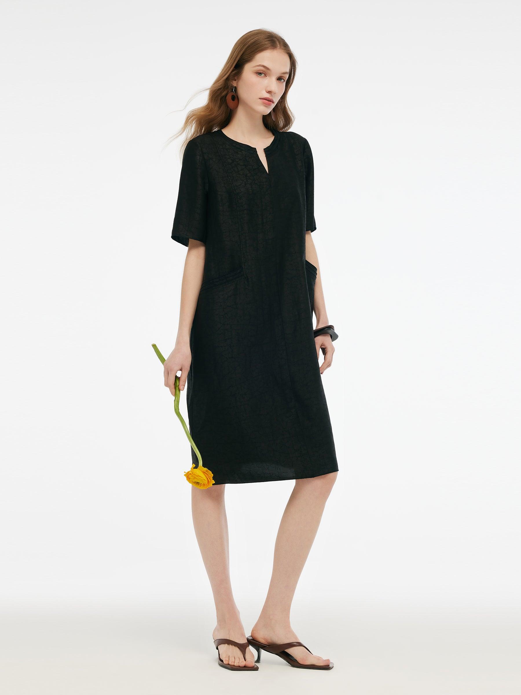 18MM Xiang Yun Silk Pockets Women Loose Fit Midi Dress Product Image