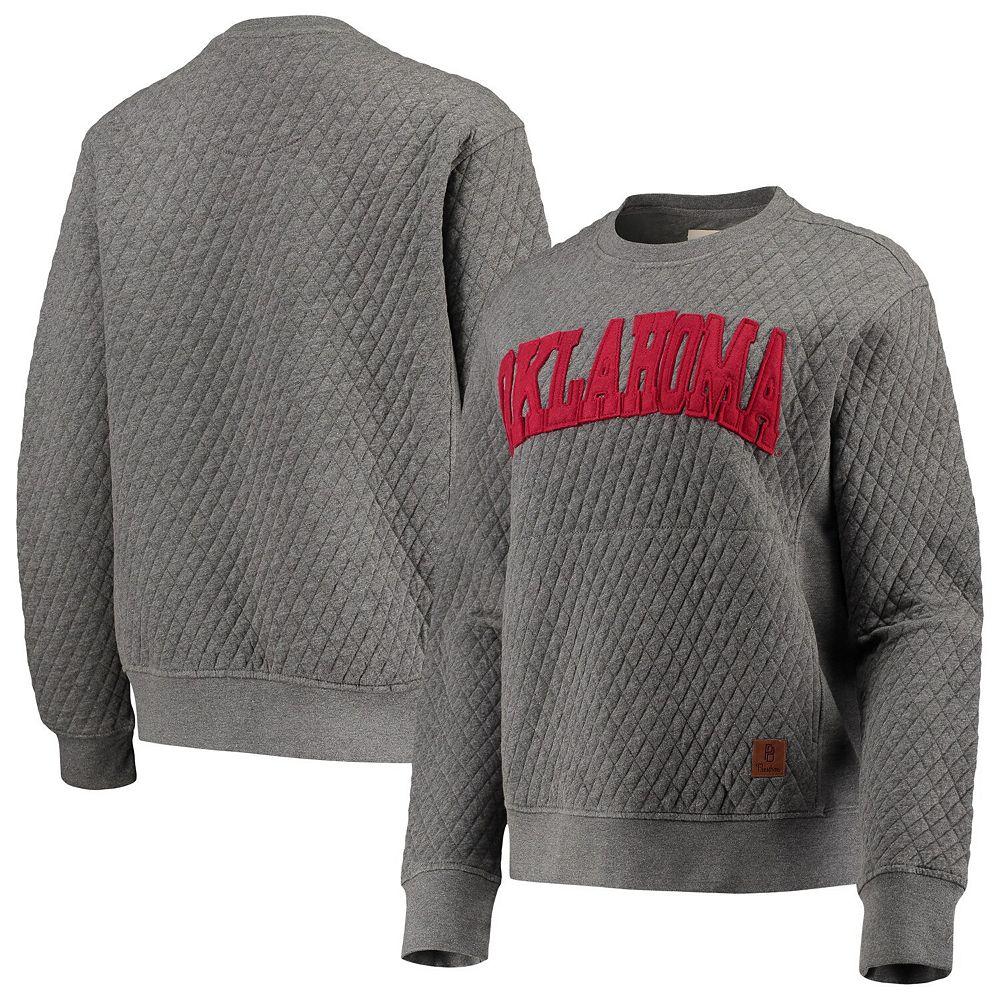 Women's Pressbox Heather Charcoal Oklahoma Sooners Moose Quilted Pullover Sweatshirt,  Product Image