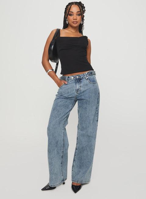Sidle Low Rise Straight Leg Jeans Light Wash Product Image