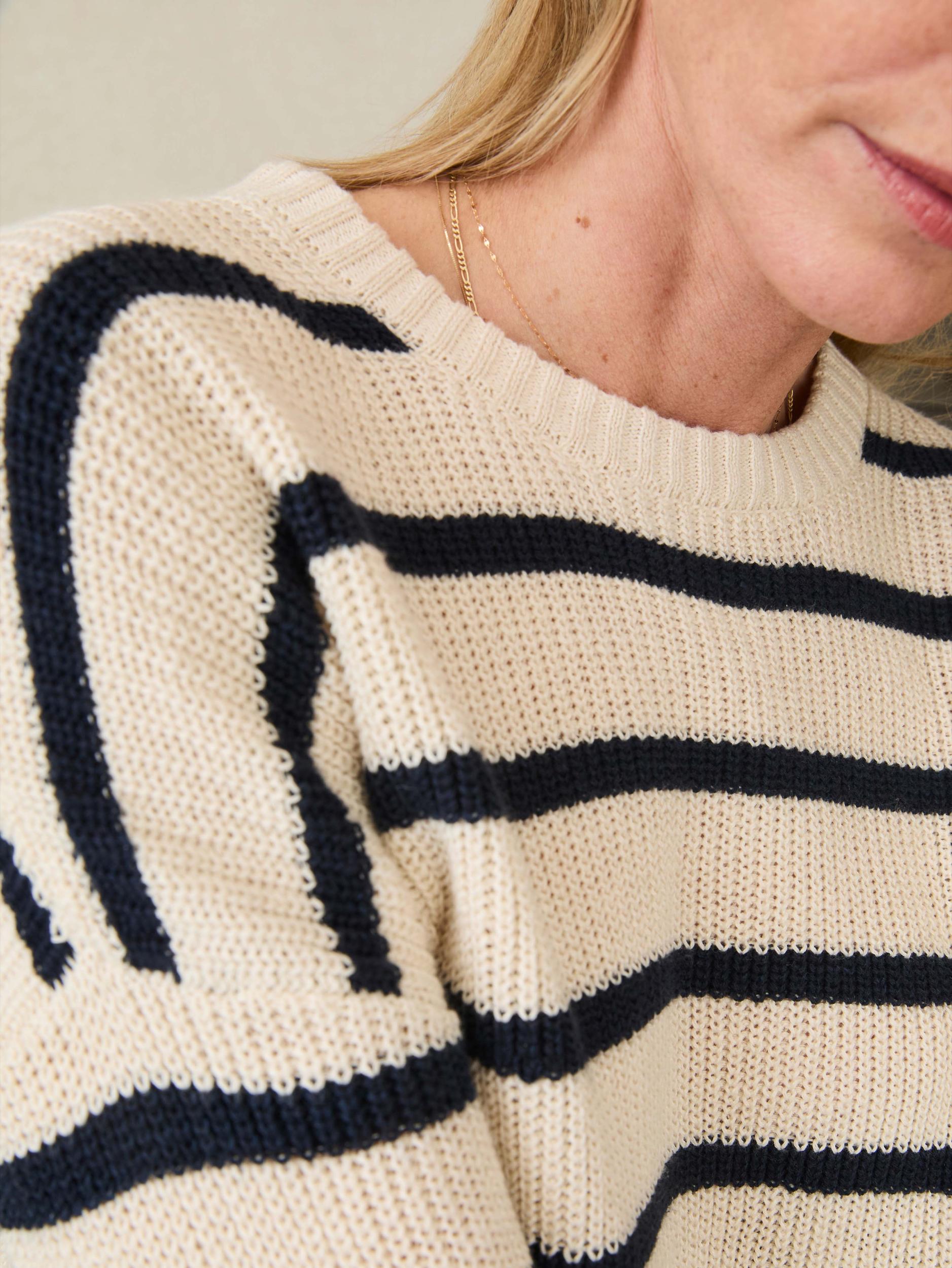 Miramar Linen Crewneck - Montauk Stripe Female Product Image