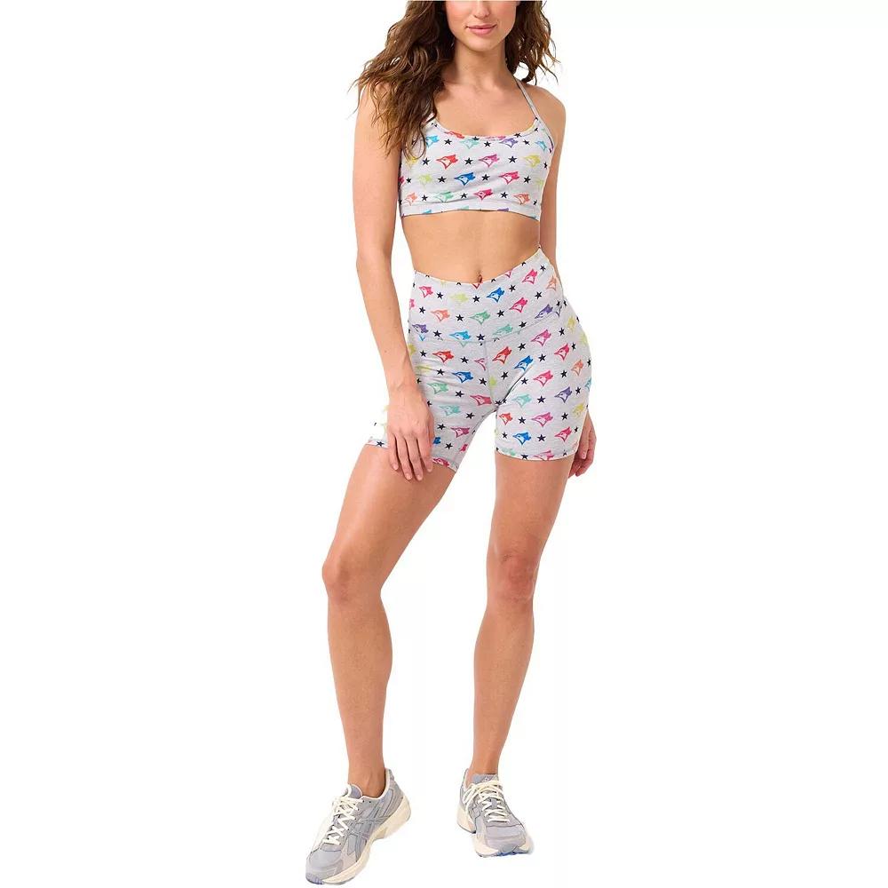 Womens Terez Gray Toronto Blue Jays TLC Printed High-Waisted Bike Shorts Product Image