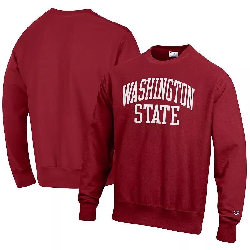 Men's Champion Crimson Washington State Cougars Arch Reverse Weave Pullover Sweatshirt,  Product Image