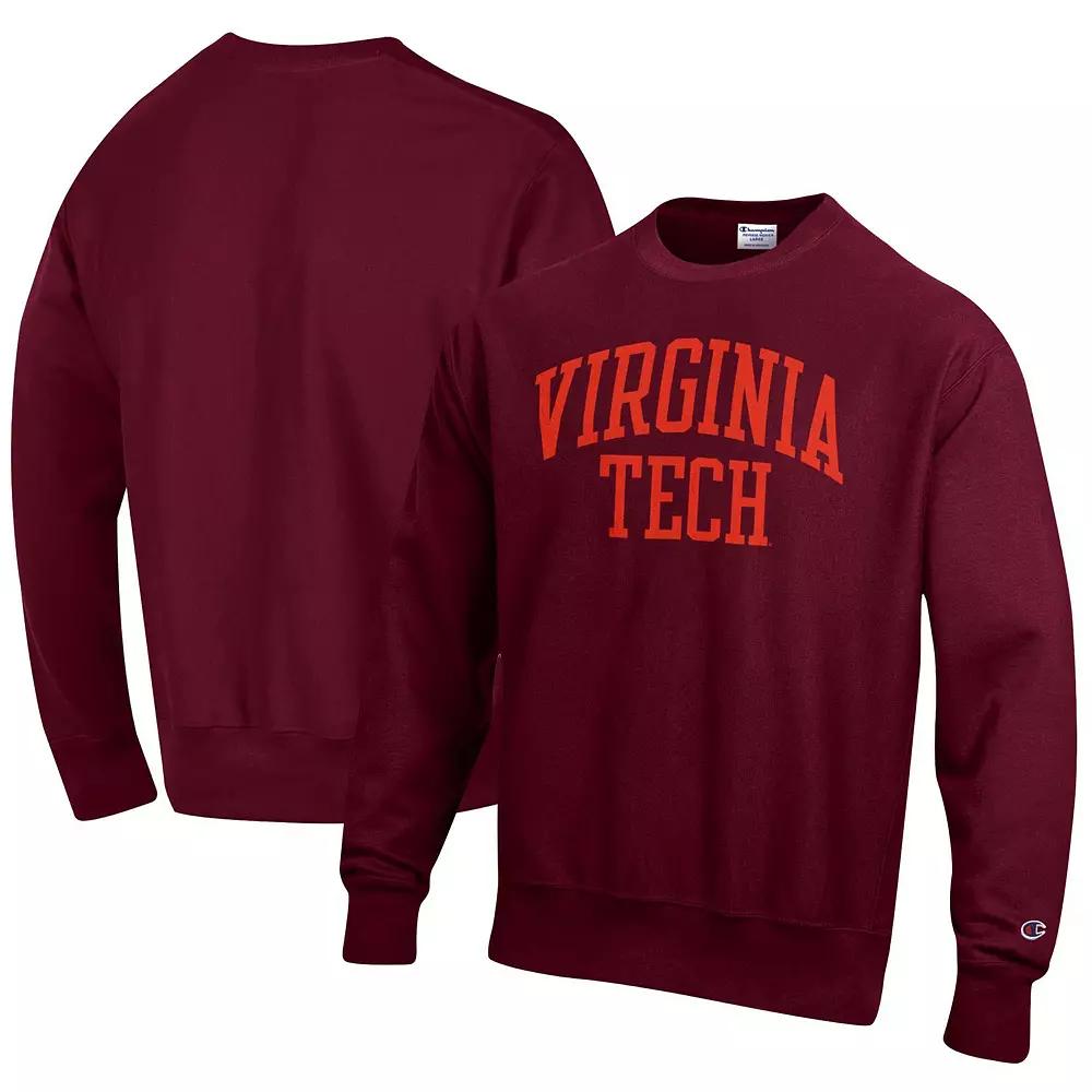 Men's Champion Maroon Virginia Tech Hokies Arch Reverse Weave Pullover Sweatshirt, Size: 2XL, Red Product Image