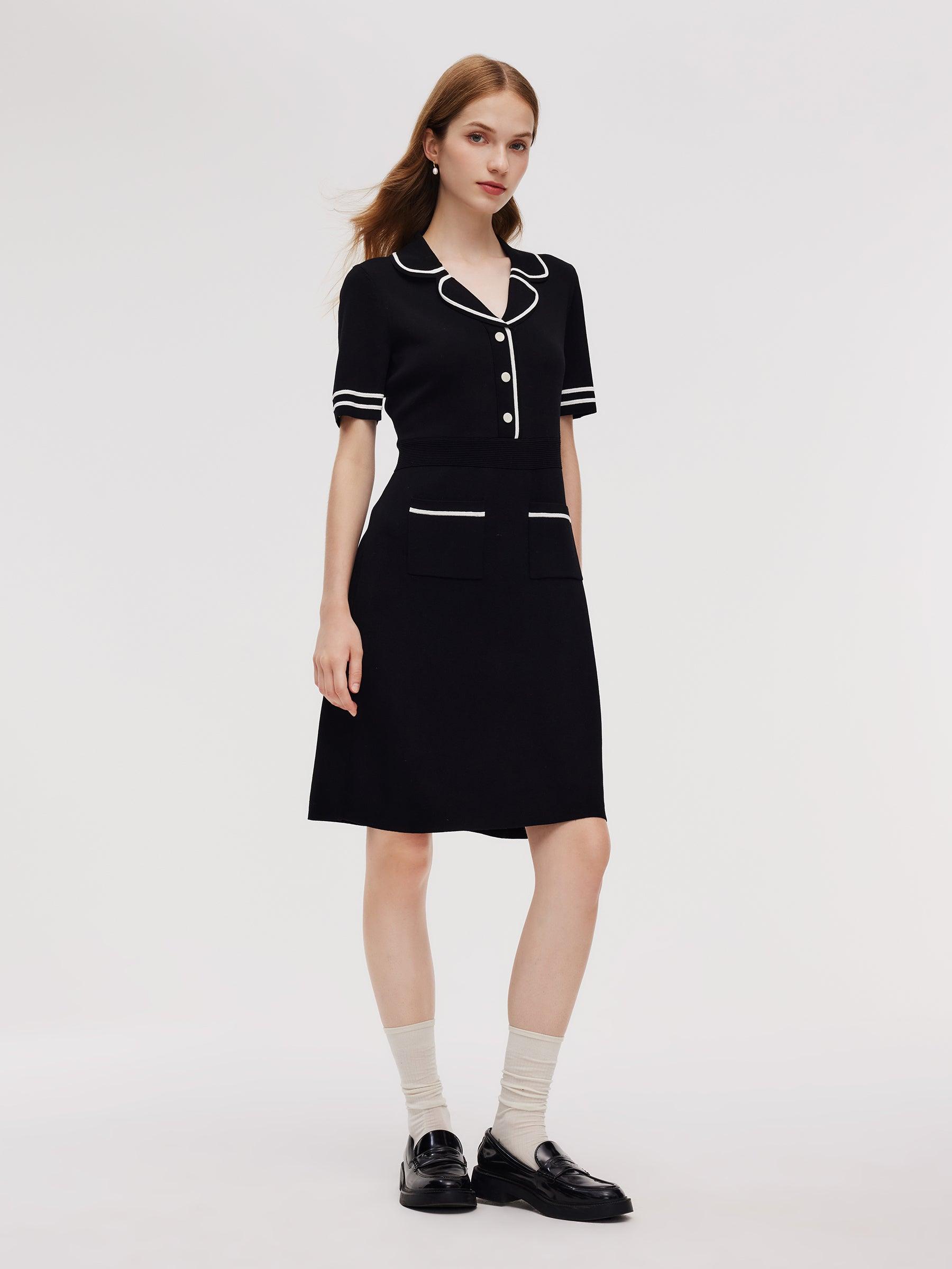 Lyocell Blend Contrast Trim Women Knit Mini Dress Product Image