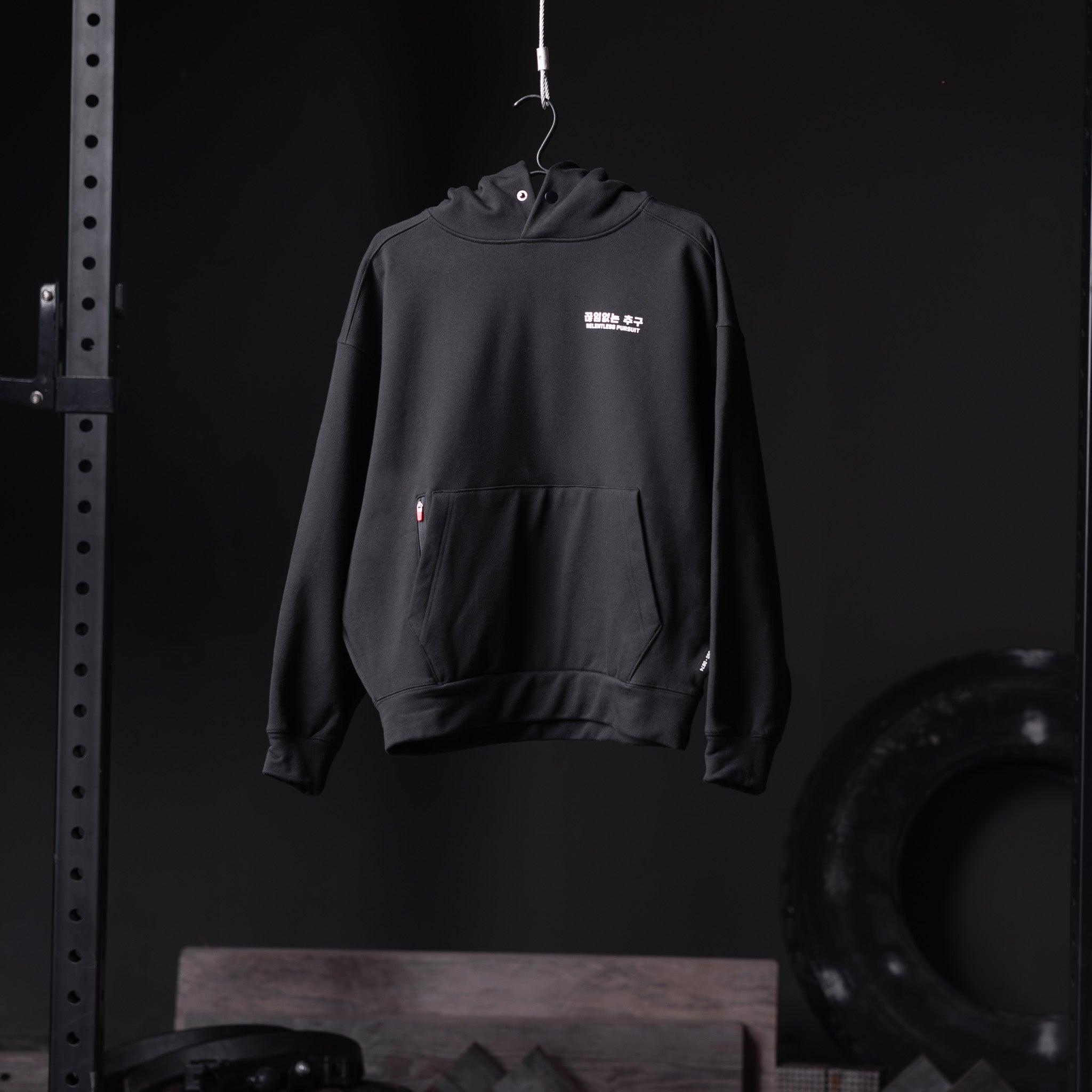 0874. Tech-Terry™ Zip Pocket Hoodie - Black "RP Wings Stack" Product Image