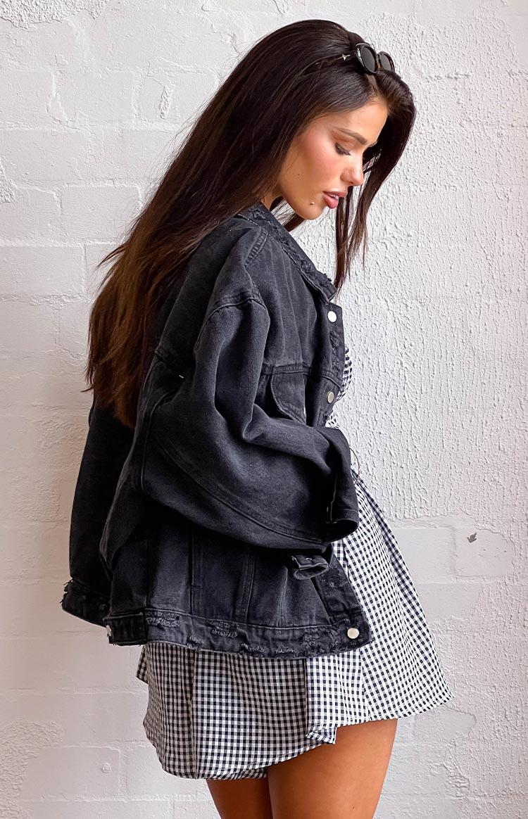 Hugo Black Oversized Denim Jacket Girls Product Image